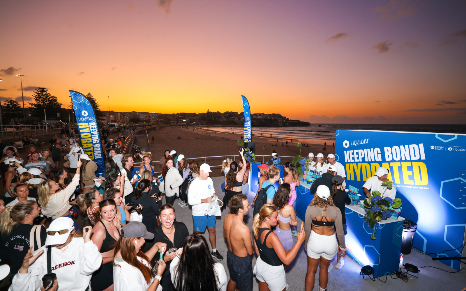 011A5173 A group of runners at Bondi beach for a LiquidIV event.